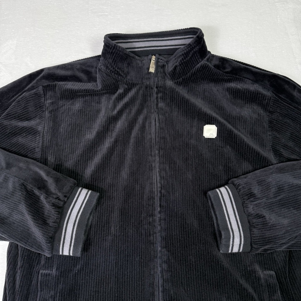 Nike Air Jacket Velour Mens Large Black Ribbed Soft Full Zip Y2K Vintage